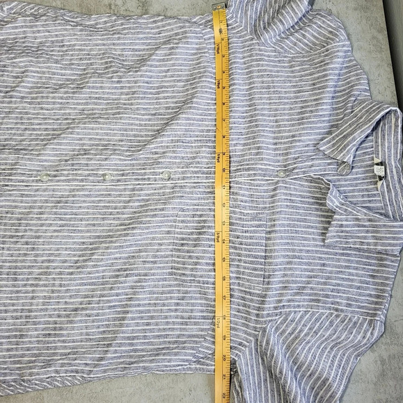 Lucky Brand Striped Relaxed Button Down Shirt Chambray Blue & White - Picture 10 of 11